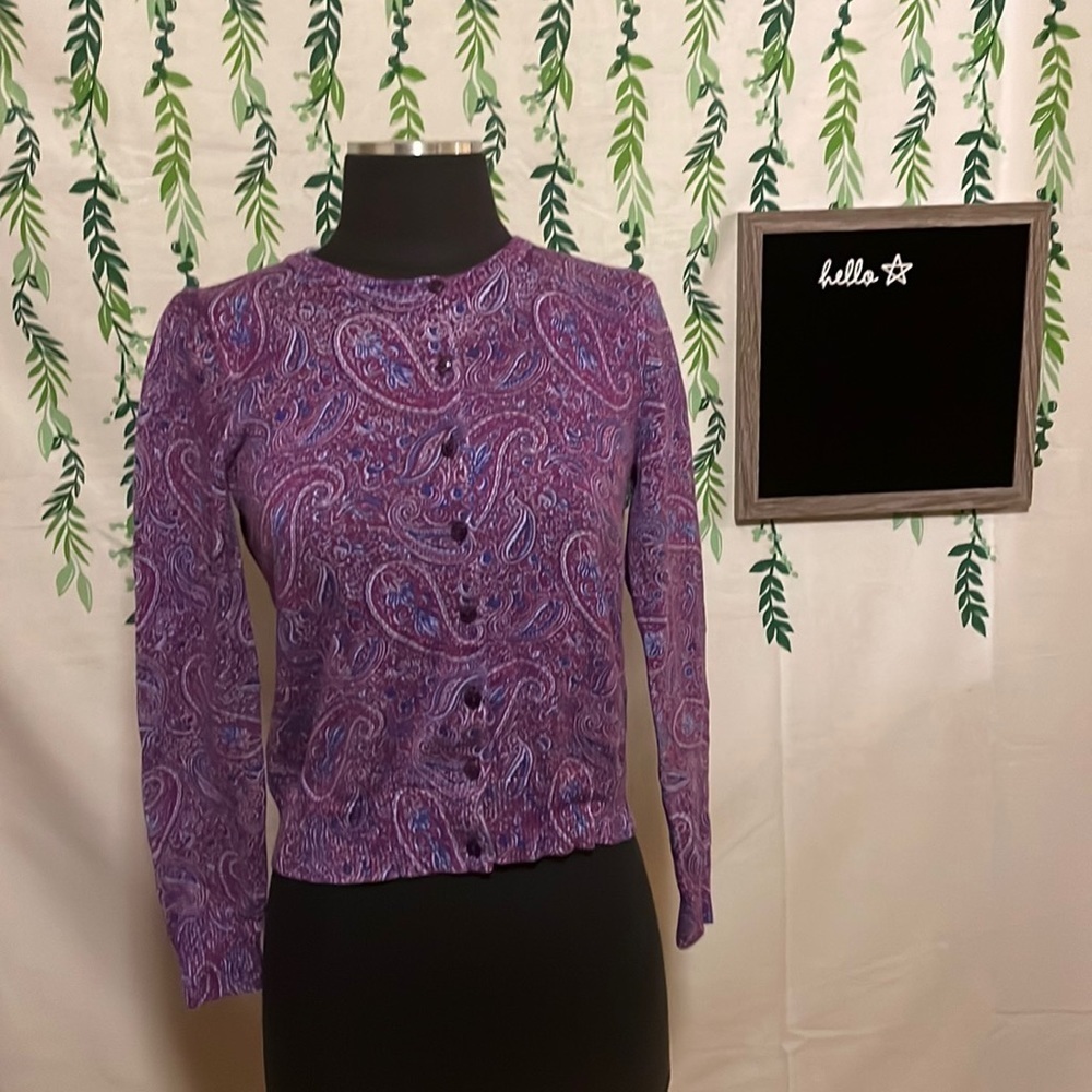 Size XXS Purple Patterned Cardigan D3